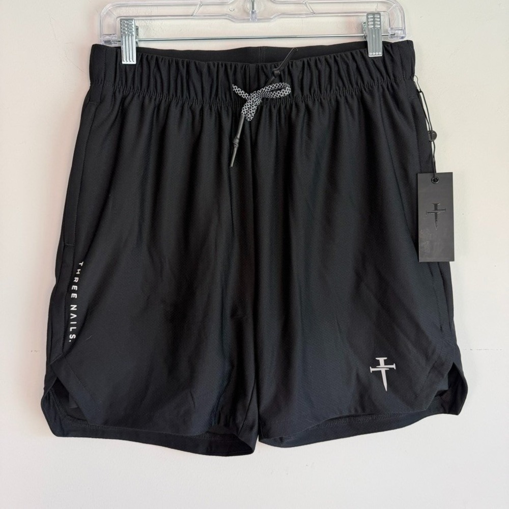 Three Nails Mens Athletic Shorts Medium Liner Black Training Gym